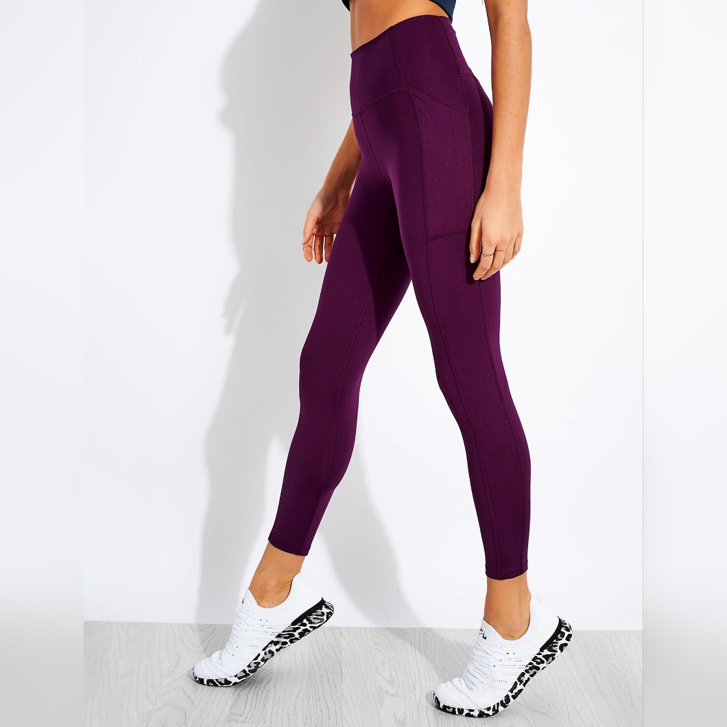 Girlfriend Collective High Waisted 7/8 Pocket Compression Legging - Plum Size Xs